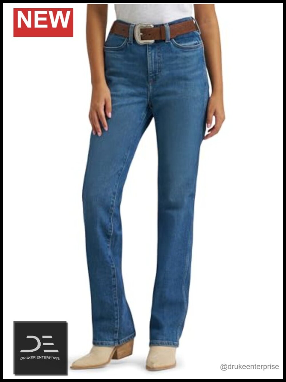 High Rise Straight Leg Stretch Denim Jeans